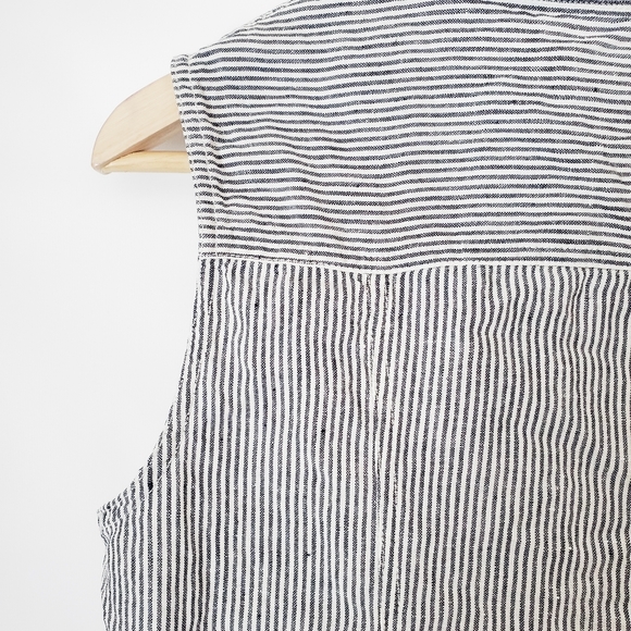 Kenar Linen Gray White Railroad Stripe Vest - Picture 5 of 7